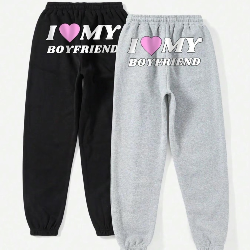 **BLACK PAIR ONLY** i heart my boyfriend sweatpants